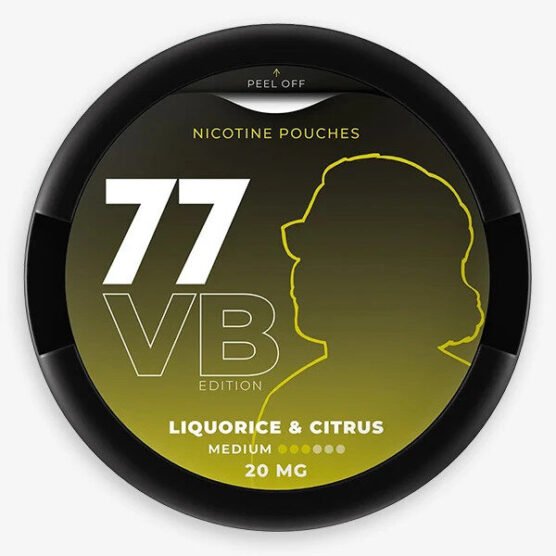 77 VB Edition Liquorice & Citrus
Licorice and citrus tasting, all white slim nicotine pouch!